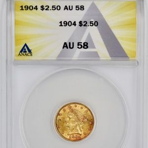 1904 $2.5 Gold Liberty AU 58 Coin (Quarter Eagle) (C.54)